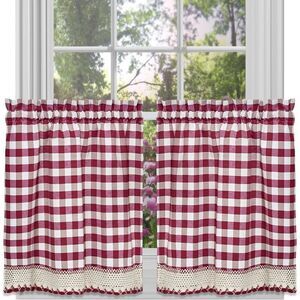 Sweet Home Collection Kitchen Window Curtain Panel Treatment, 24" Tier,